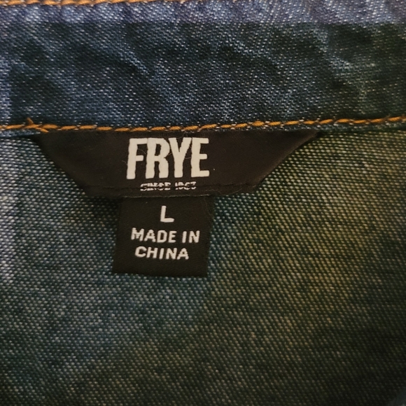 Frye Dark Wash Long Sleeve Denim Button Down Dress Size L - Picture 4 of 8